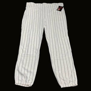NEW All Star Baseball Pants Adult XL‎ White Green Pinstripe Full Length Softball